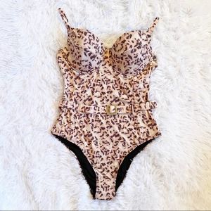 WE WORE WHAT DANIELLE ONE PIECE SWIMSUIT TORTOISE XL NWT
